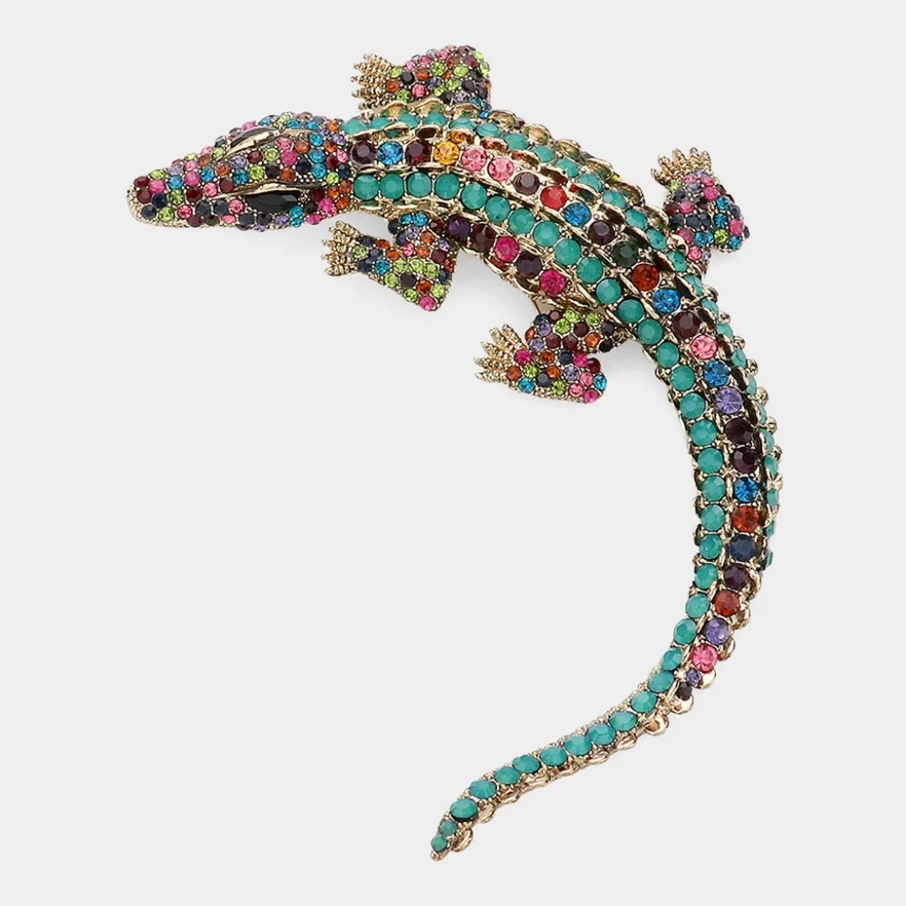 MultiColored Crocodile Alligator Pave Crystal Bling 4.4